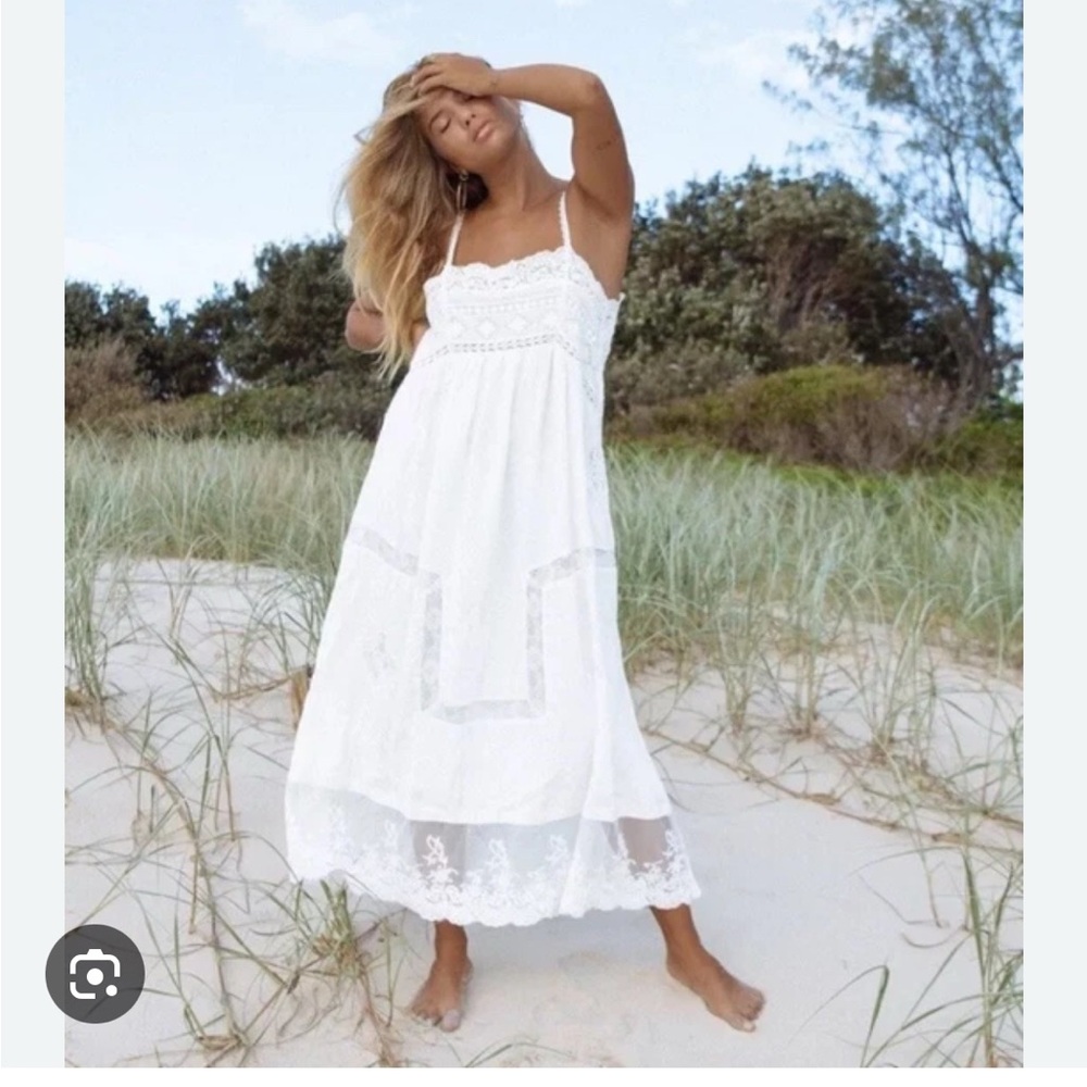 Spell Peaches Slip Dress with lace, NWT, XL - Picture 3 of 17